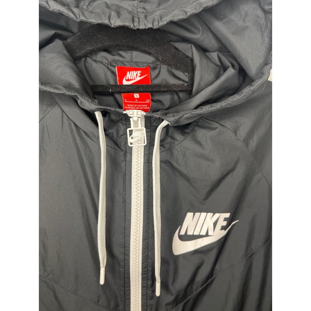 Nike Windrunner Jacket Y2K Black White Logo Hooded Zip Up Athletic Women's Small - Picture 2 of 6